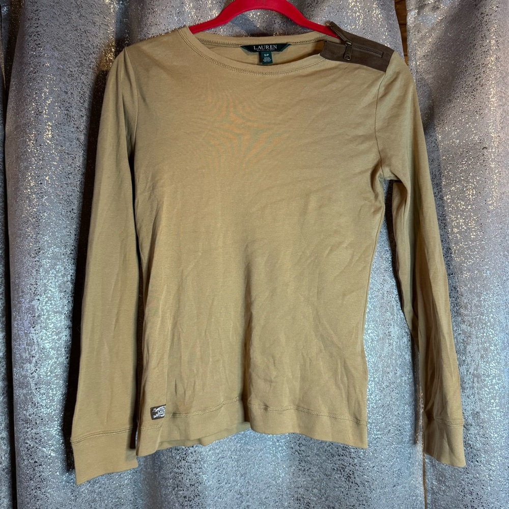 Polo Ralph Lauren top with faux leather trim!